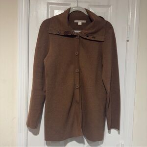 Pima Cotton Mock Neck Brown Tunic Sweater Size‎ XL Soft Casual Office Business